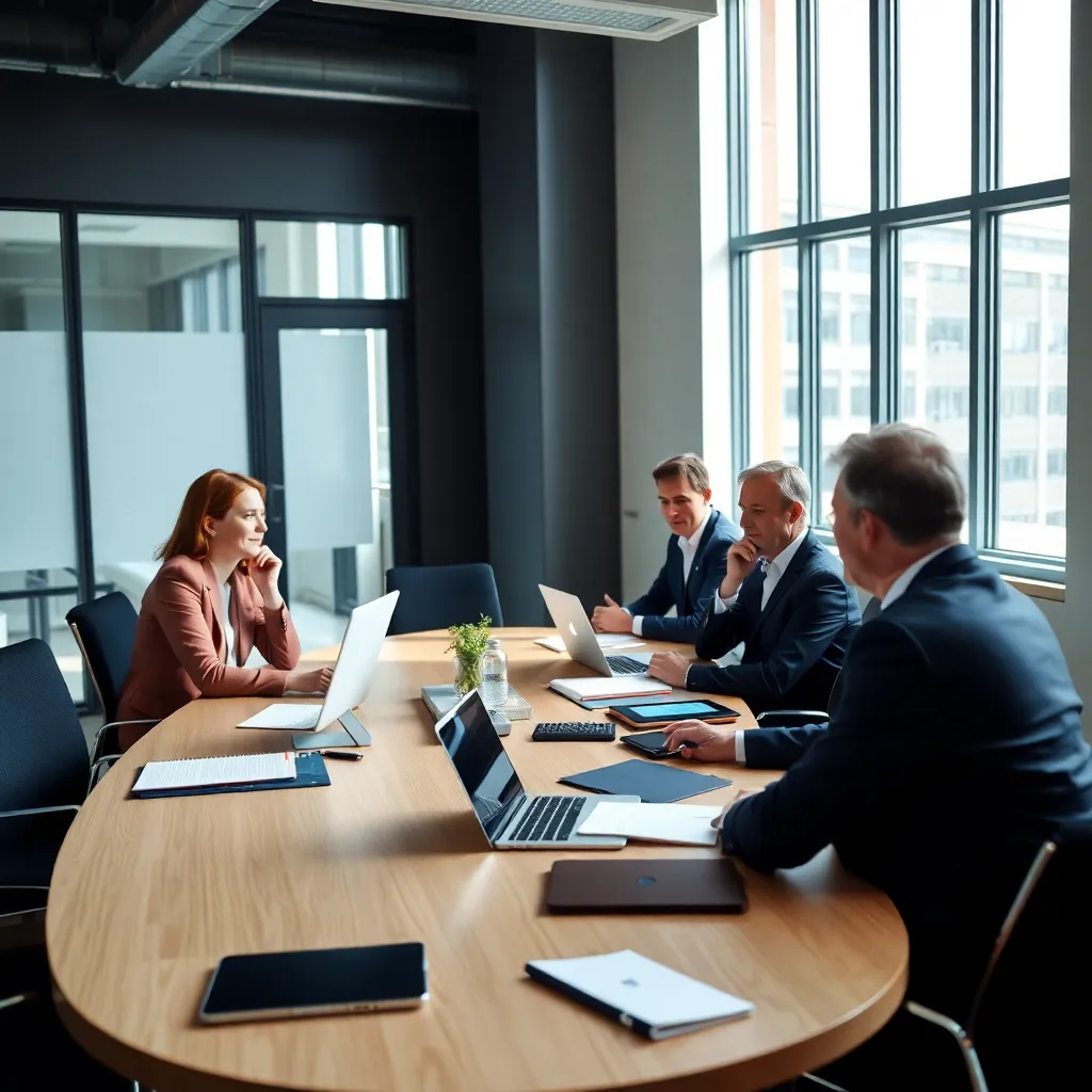 Nederlandse professionals in vergadering met agenda en laptops