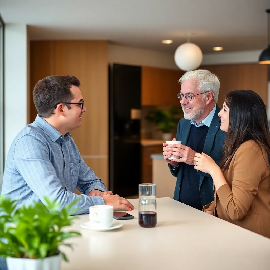 Informele gesprekken tijdens een koffiepauze op kantoor