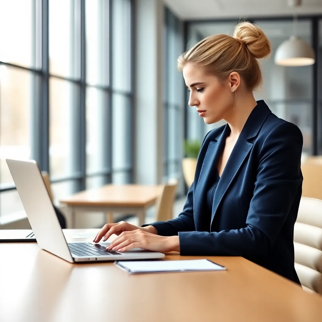Professionele werknemer die zakelijke e-mail schrijft op laptop
