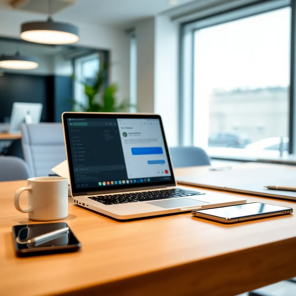 Digitale communicatiemiddelen op een modern Nederlands kantoor