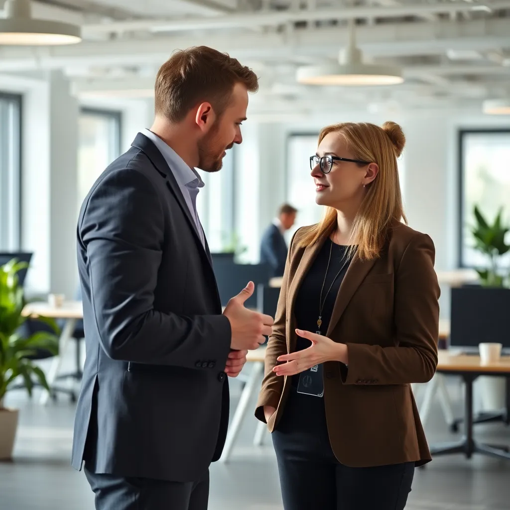 Directe feedback gesprek tussen collega's op kantoor